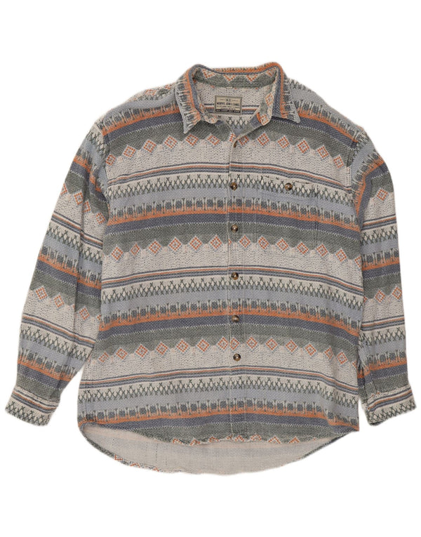 chemise en flanelle homme vintage 2XL coton géométrique multicolore