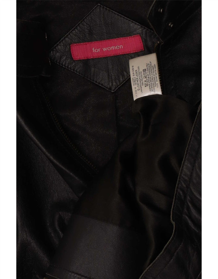 Vintage Veste en cuir pour femme UK 16 Large Noir