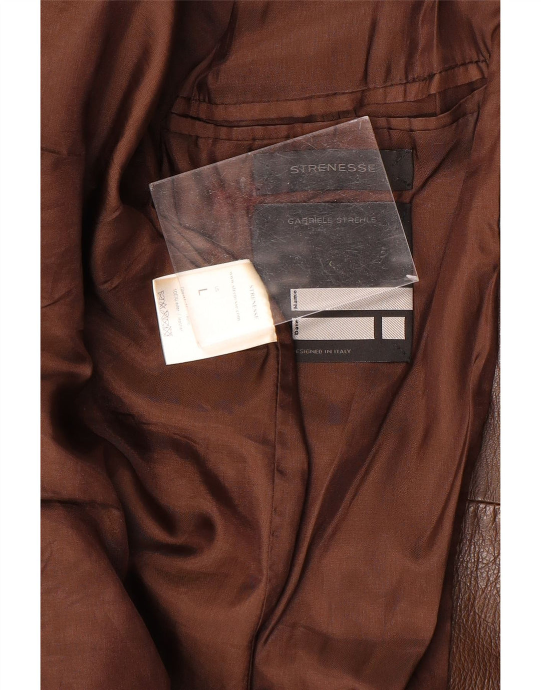 Strenesse Veste blazer en cuir à 2 boutons pour homme UK 40 Grand cuir marron