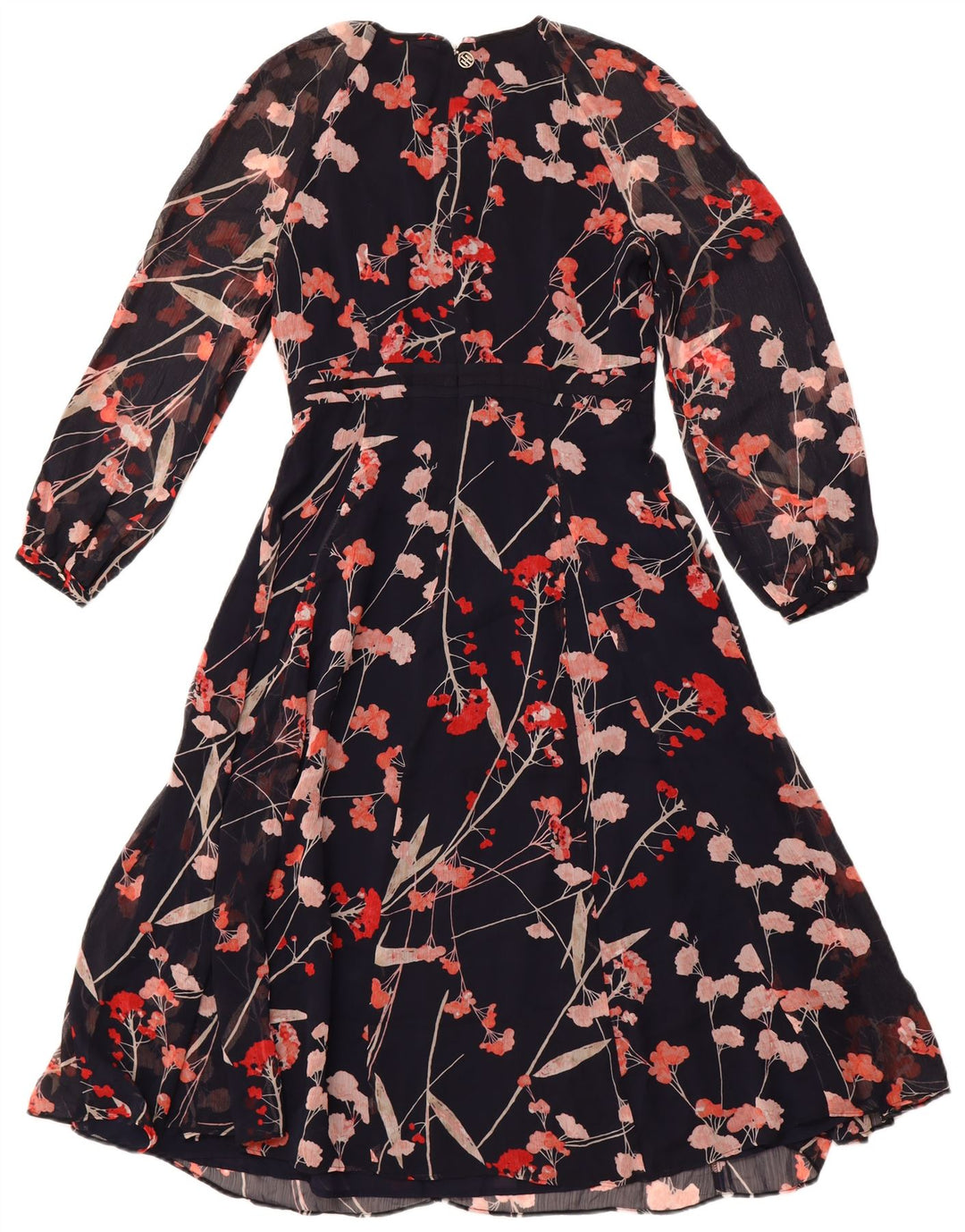 TOMMY HILFIGER Robe longue à manches longues pour femme US 8 Bleu marine moyen floral