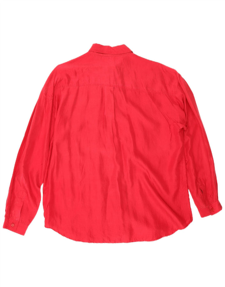 Chemisier chemise femme vintage UK 14 soie rouge moyenne