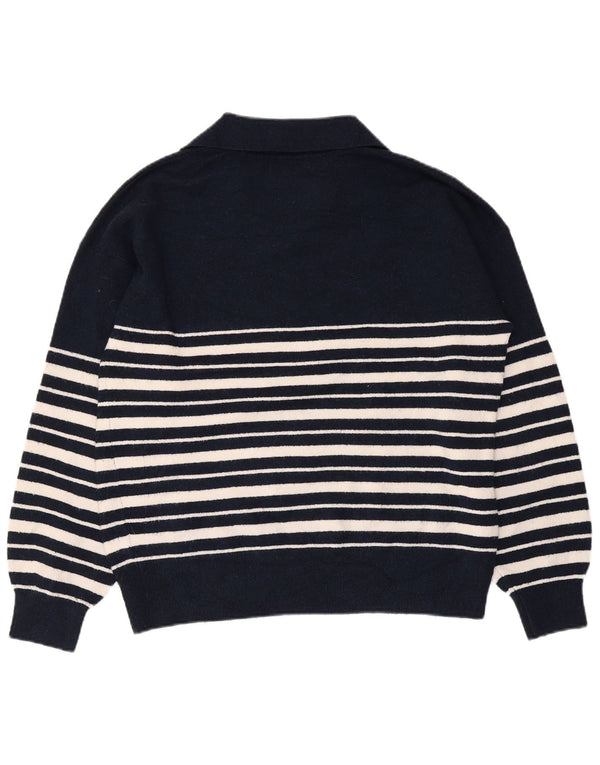 Marks & Spencer Pull à col polo pour femme UK 14 Bleu marine moyen