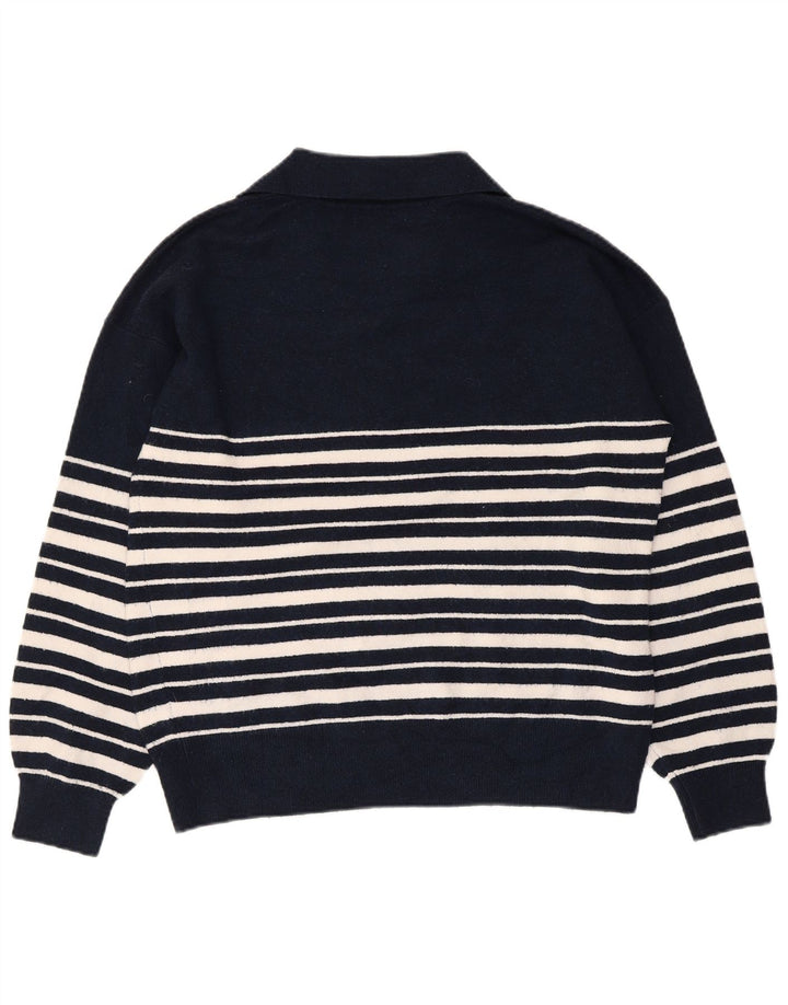 Marks & Spencer Pull à col polo pour femme UK 14 Bleu marine moyen