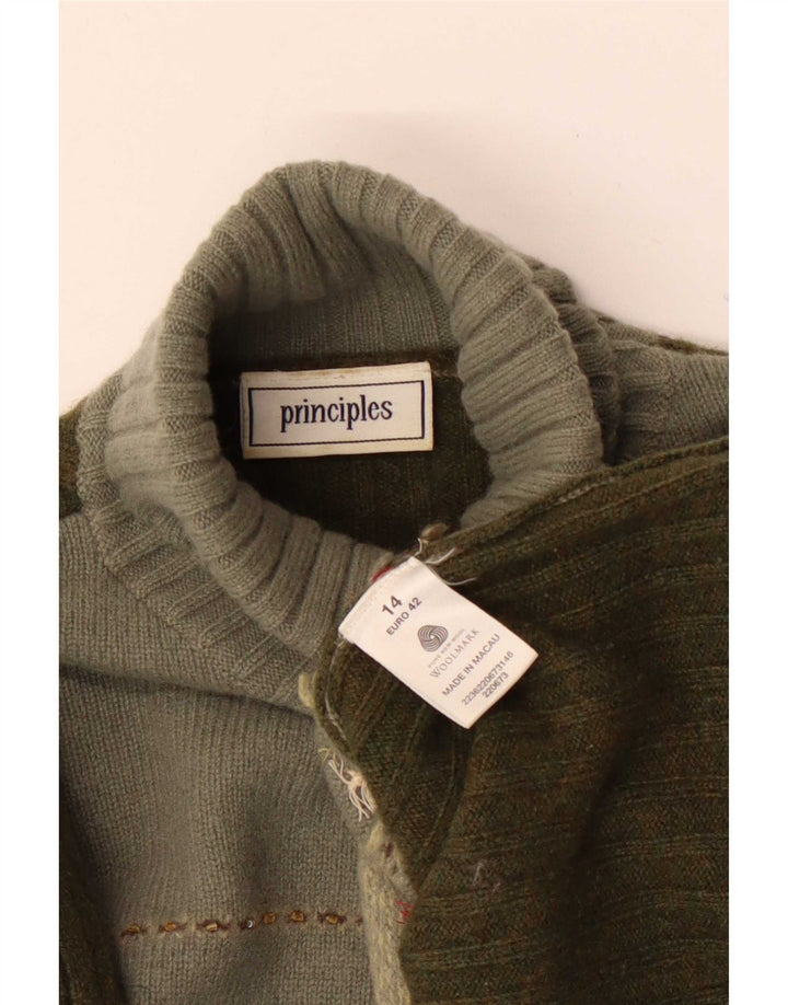 Principles Pull col roulé pour femme UK 44 Kaki moyen Colourblock