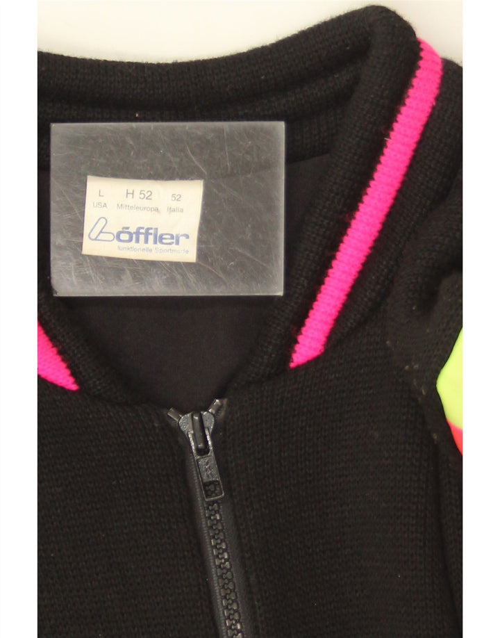 Loffler Pull de Ski pour Homme en Laine Colorblock Noir Large