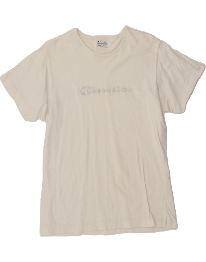 CHAMPION Womens Graphic T-Shirt Top UK 14 Large White Vintage Champion and Second-Hand Champion from Messina Hembry 
