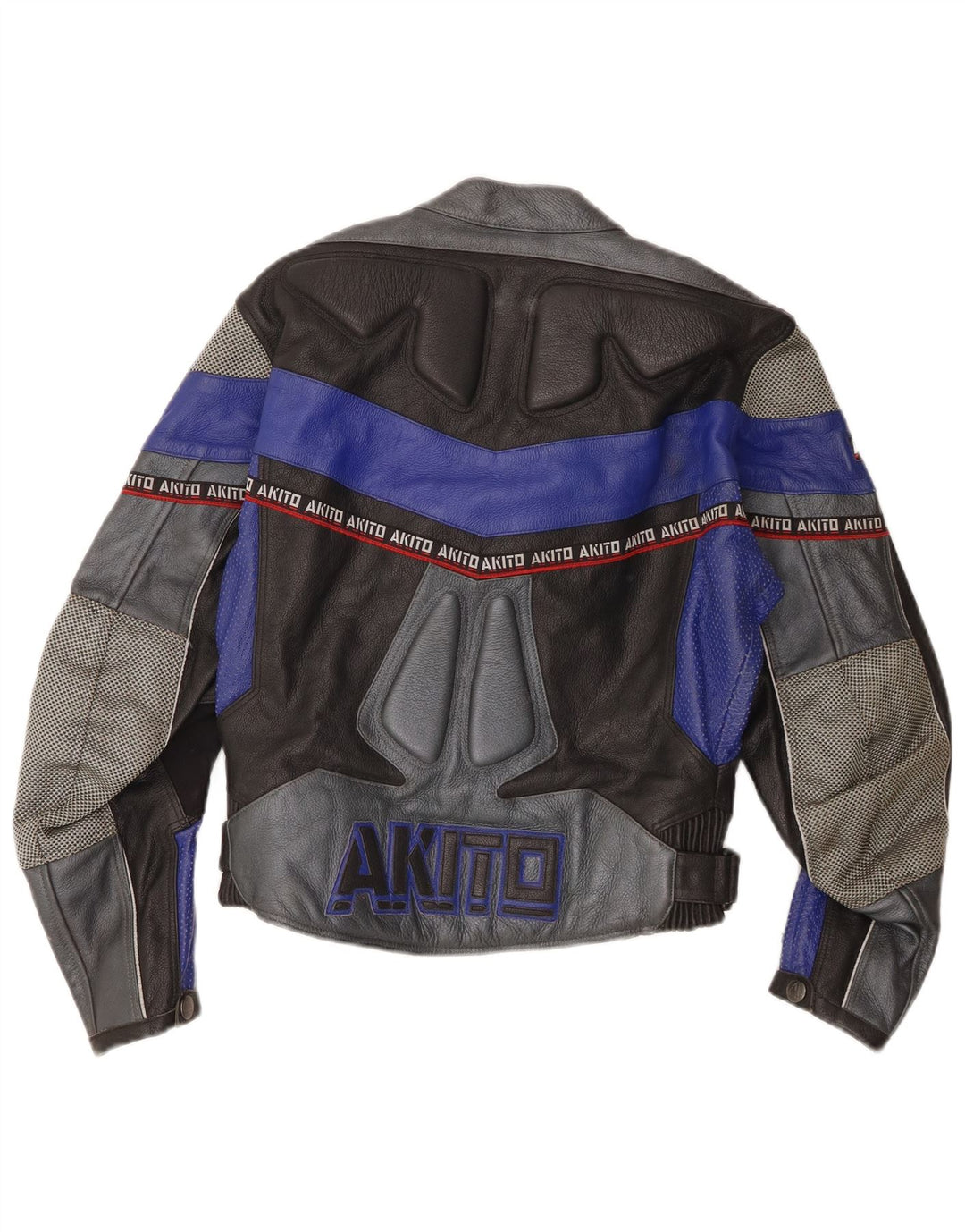 Akito Veste de course en cuir graphique pour femme UK 12 Medium Black Colourblock
