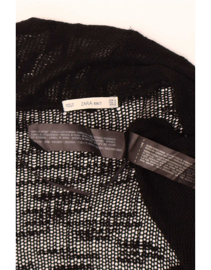 Zara Womens See Through Open Cardigan Sweater UK 12 Moyen Noir Viscose