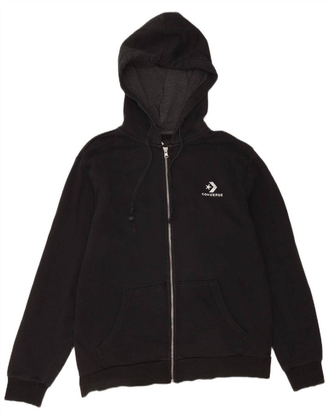 Converse Sweat à capuche zippé pour homme en coton noir moyen