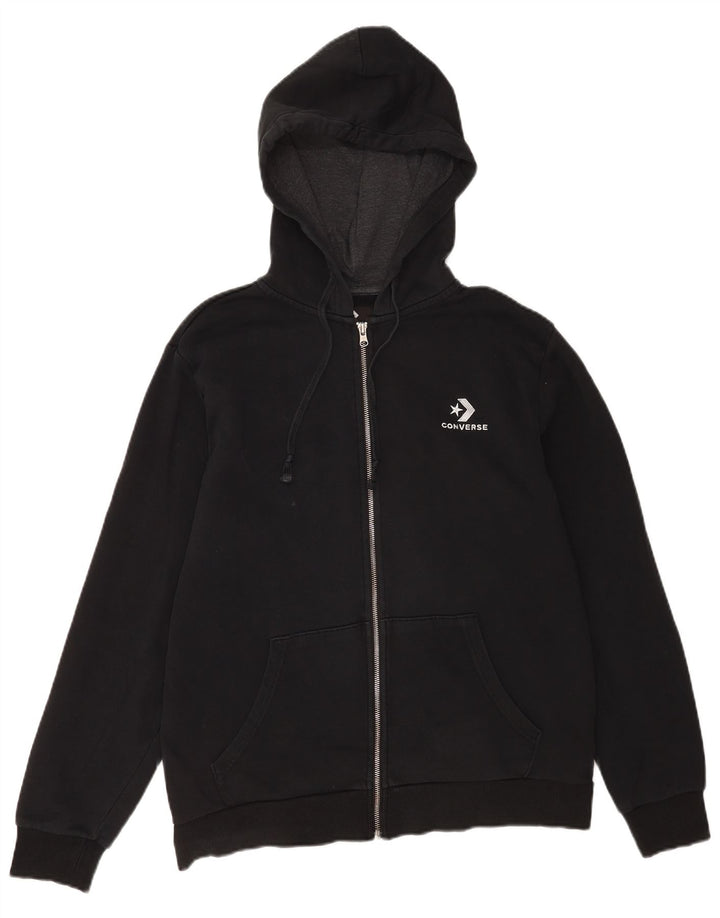 Converse Sweat à capuche zippé pour homme en coton noir moyen