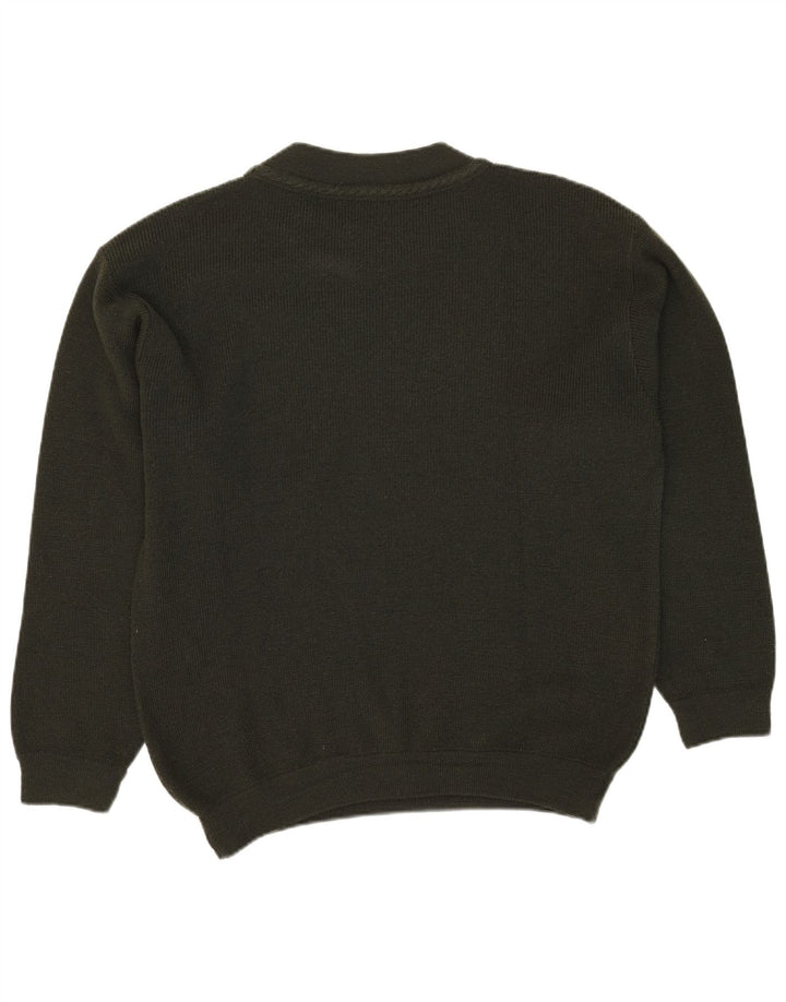 VINTAGE Pull col rond homme grande laine kaki