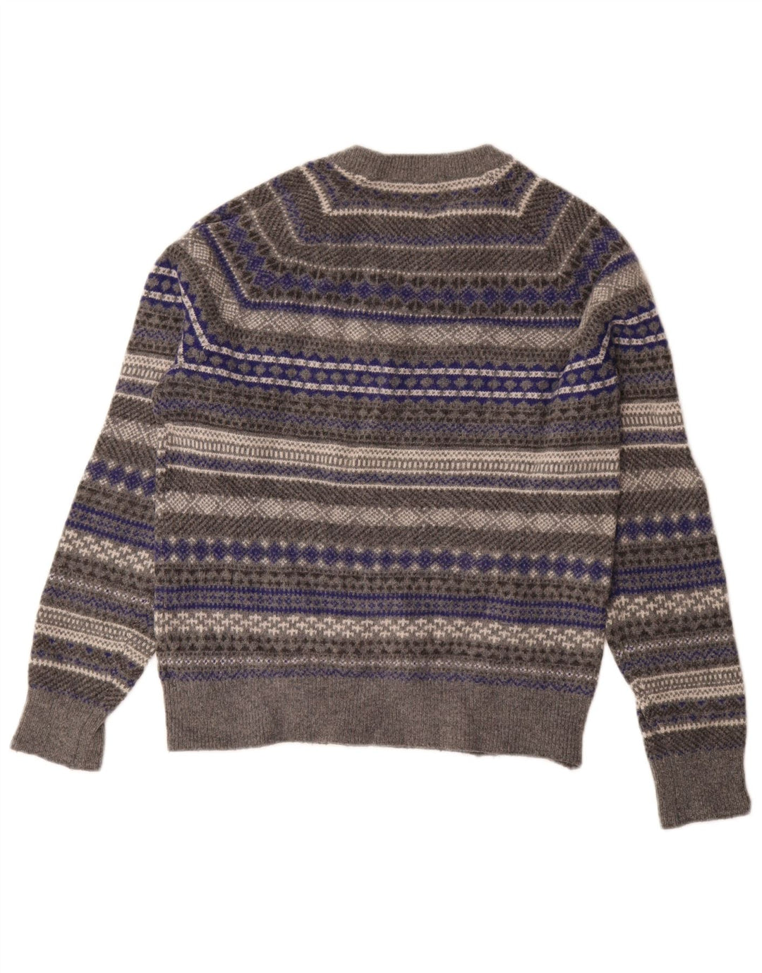 Gap Pull à col rond pour femme UK 14 Gris moyen Laine Fair Isle