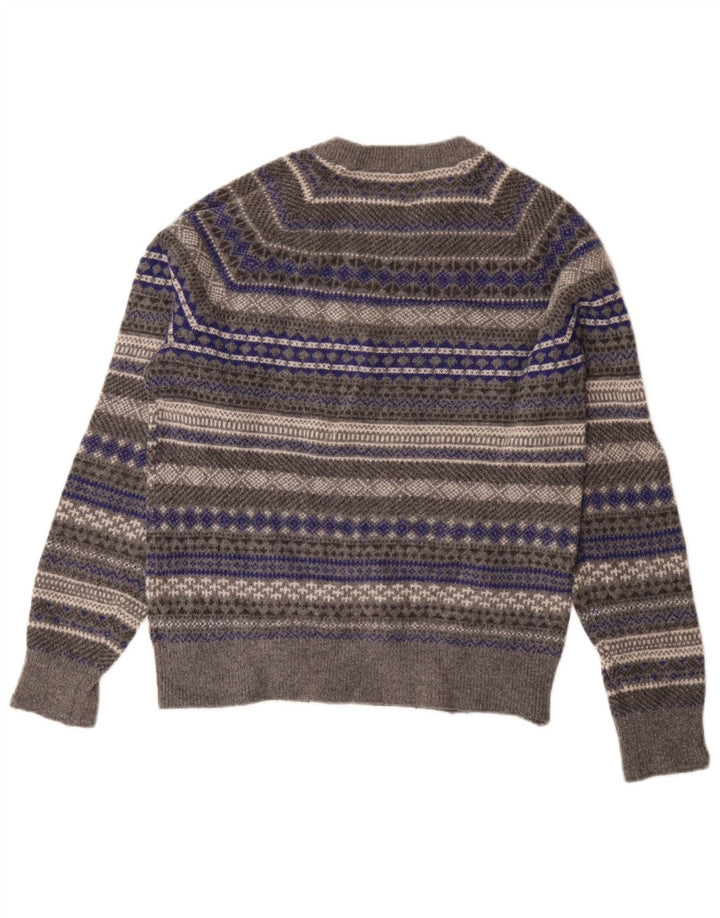 Gap Pull à col rond pour femme UK 14 Gris moyen Laine Fair Isle