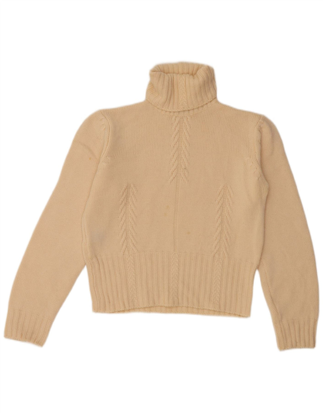 FRANCESCA Pull col roulé pour femme UK 16 Grande laine vierge beige