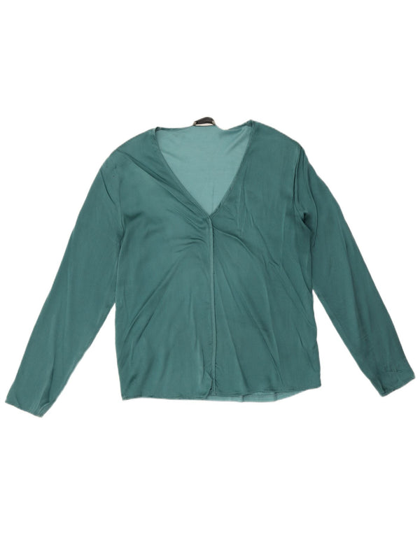 Falconeri Chemisier à manches longues pour femme UK 10 Small Vert Colorblock Soie
