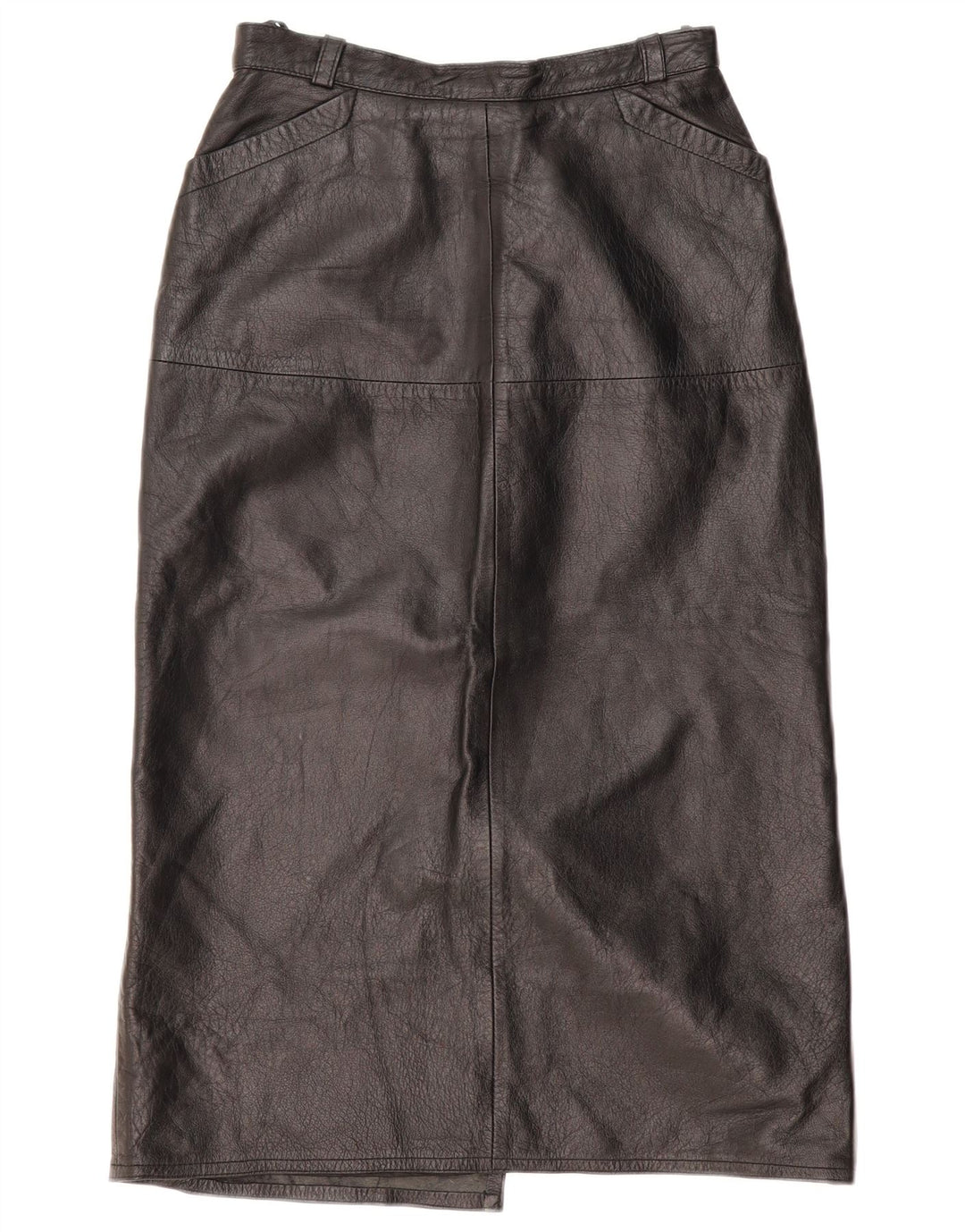 VINTAGE Jupe en cuir femme EU 36 Petit W26 Cuir Noir