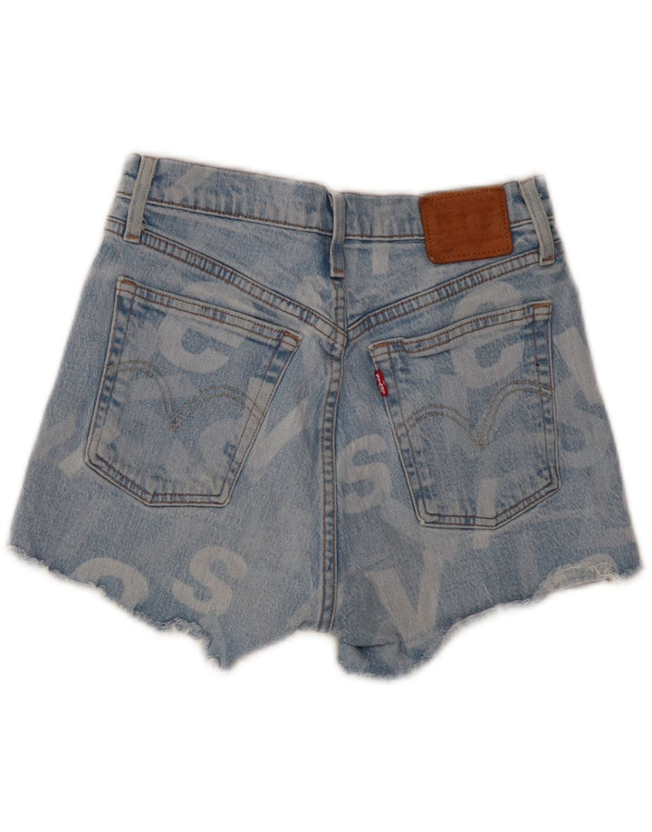 LEVI'S Womens 501 Graphic Denim Shorts W28 Medium Blue Cotton Vintage Levi's and Second-Hand Levi's from Messina Hembry 