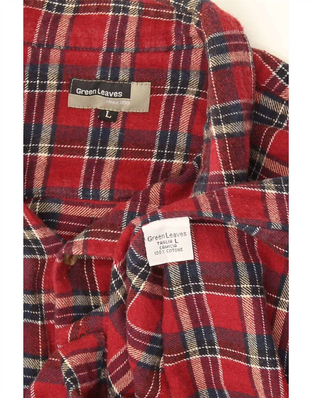 Green Leaves Chemise en flanelle pour femme en coton à grands carreaux rouges