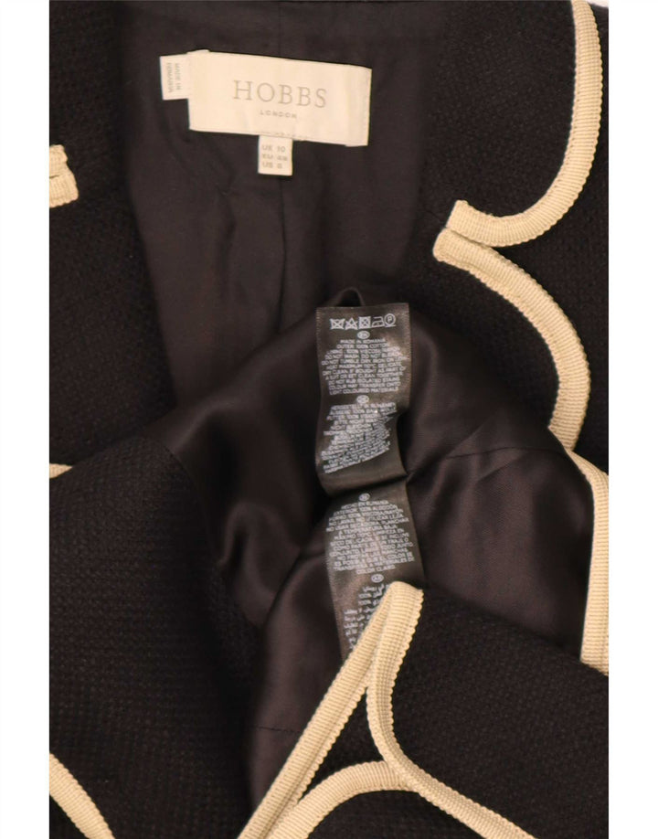 Hobbs Veste blazer à 2 boutons et manches 3/4 pour femme UK 10 Petite laine noire