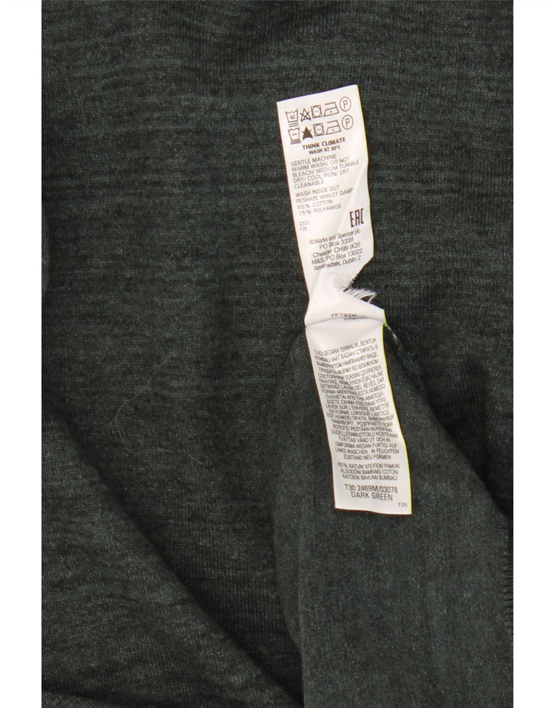 Marks & Spencer Pull col roulé homme en coton rayé kaki moyen