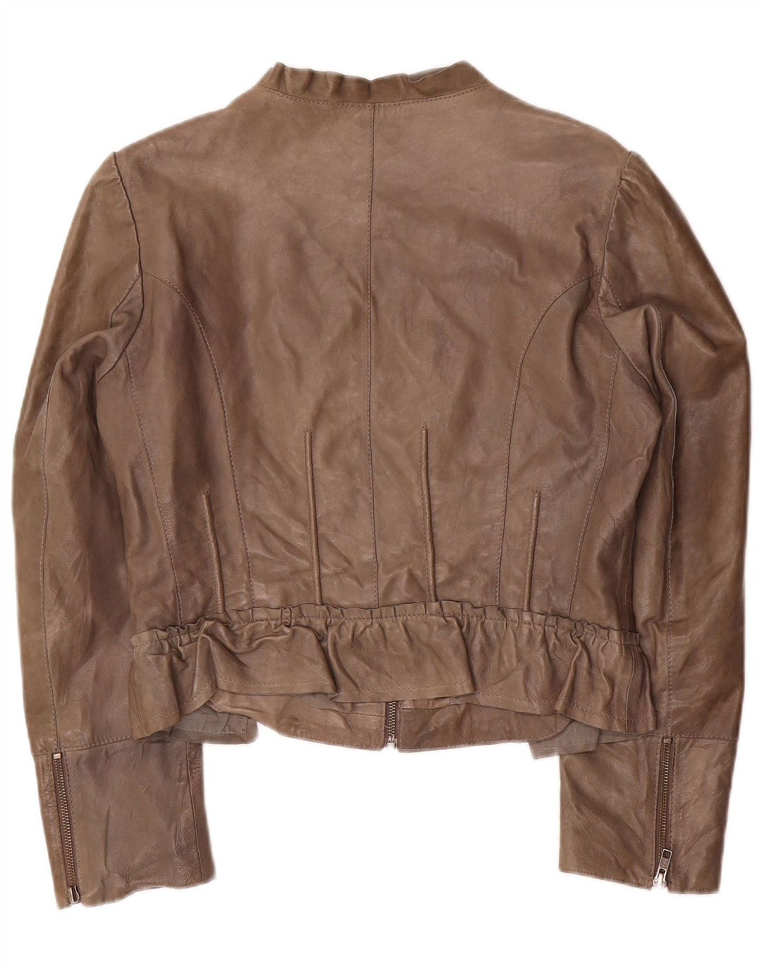 Penny Black Veste en cuir crop pour femme UK 14 Grand cuir gris