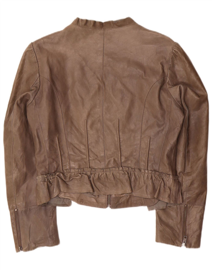 Penny Black Veste en cuir crop pour femme UK 14 Grand cuir gris