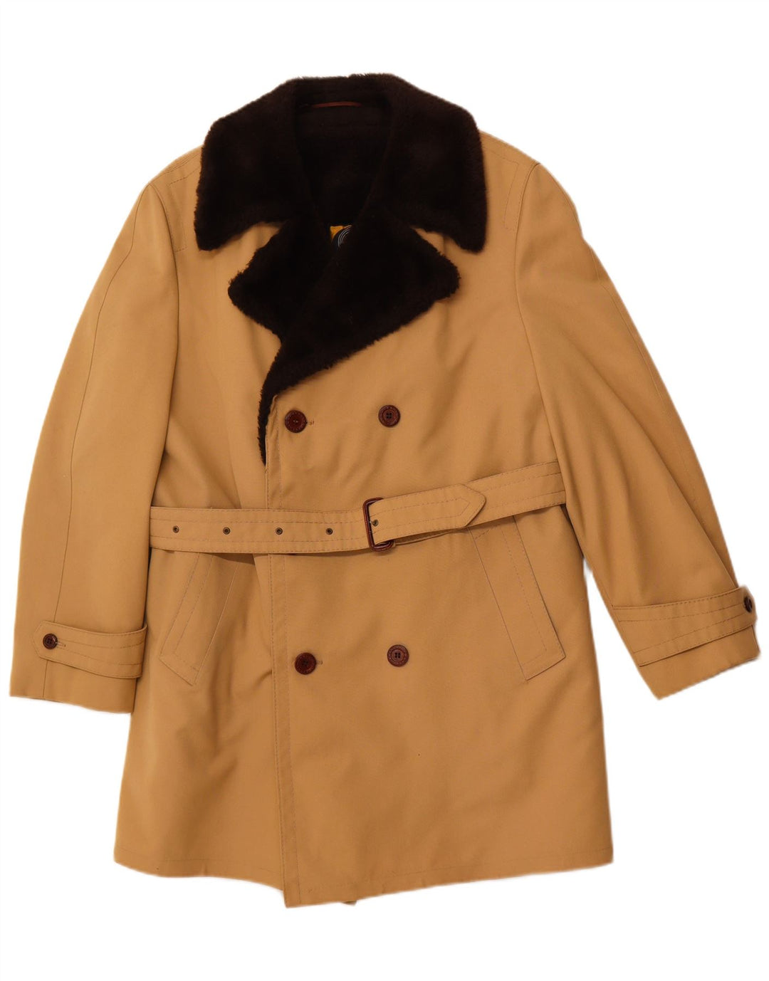 DIOLEN Manteau Sherpa Double Boutonnage Homme UK 38 Marron Moyen Synthétique