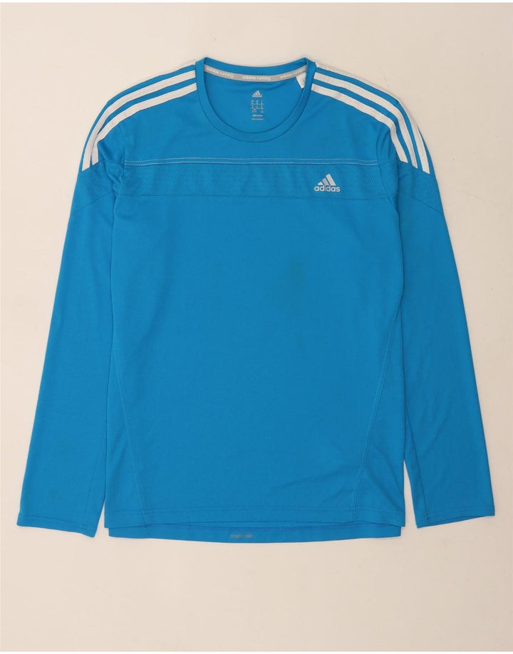 Adidas Hommes Climalite Top Manches Longues XL Bleu Polyester