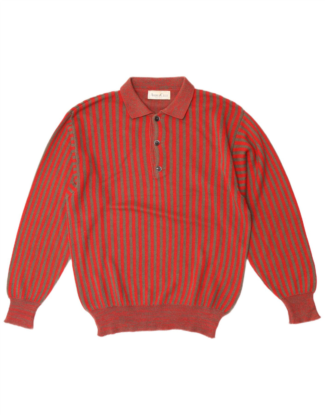 Andrea Celli Pull Col Polo Homme Rouge Moyen Rayé Coton