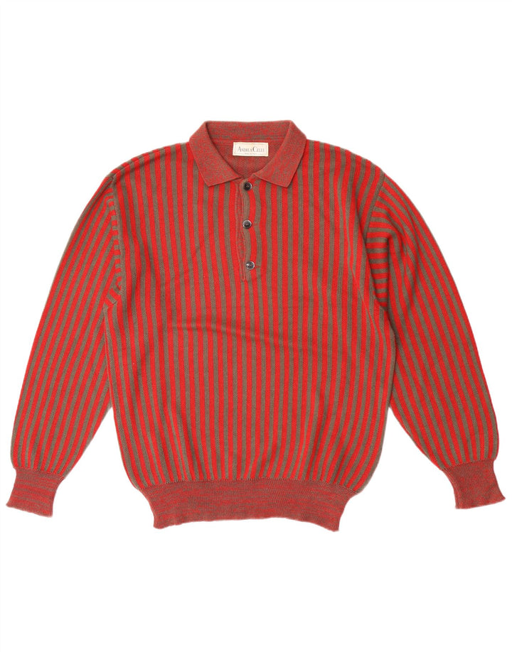 Andrea Celli Pull Col Polo Homme Rouge Moyen Rayé Coton