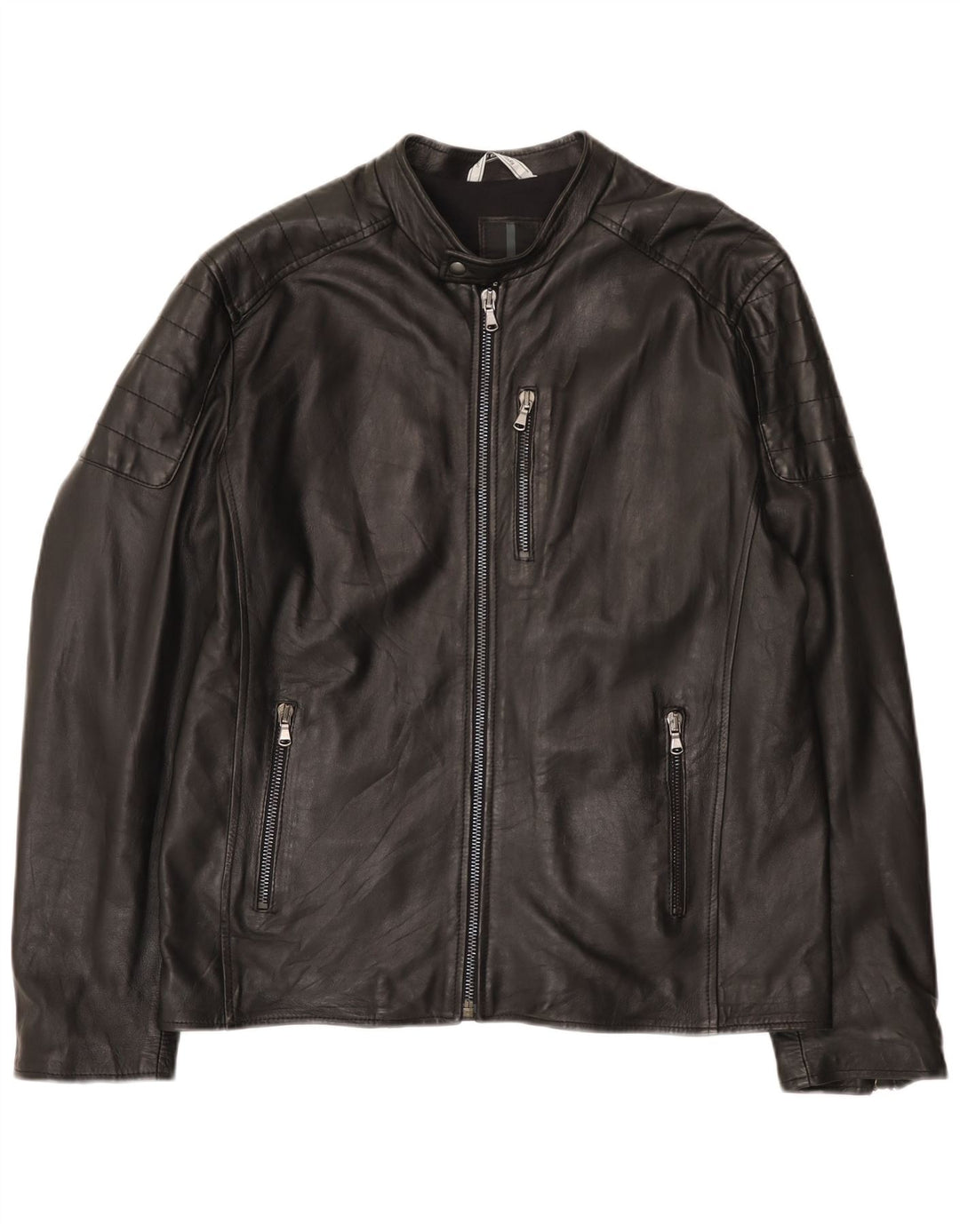 Bayside Veste de course en cuir pour homme UK 42 XL Cuir noir