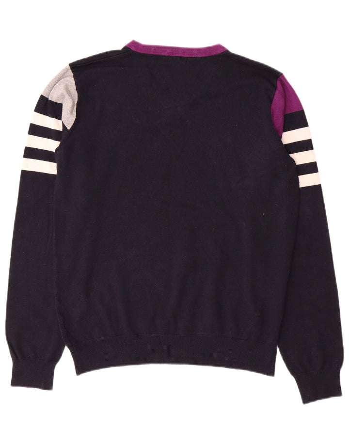 GAUDI Pull col V pour femme UK 14 Bleu marine moyen Colourblock