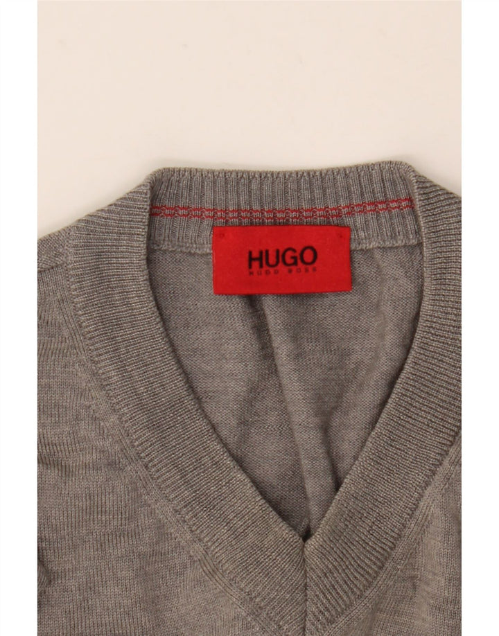 Hugo Boss Homme Pull col V XL Gris Laine