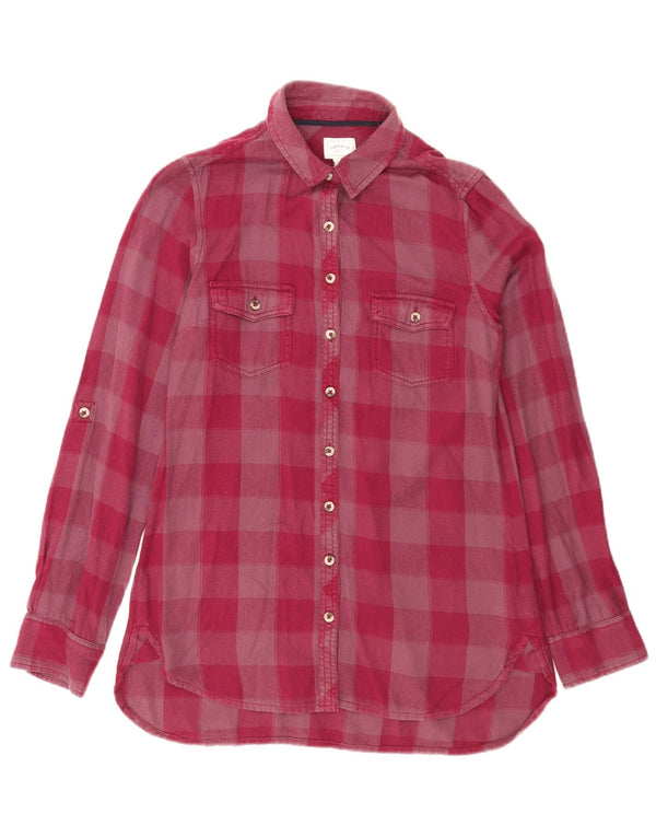 Fat Face Chemise en flanelle pour femme UK 8 Petit coton vichy bordeaux