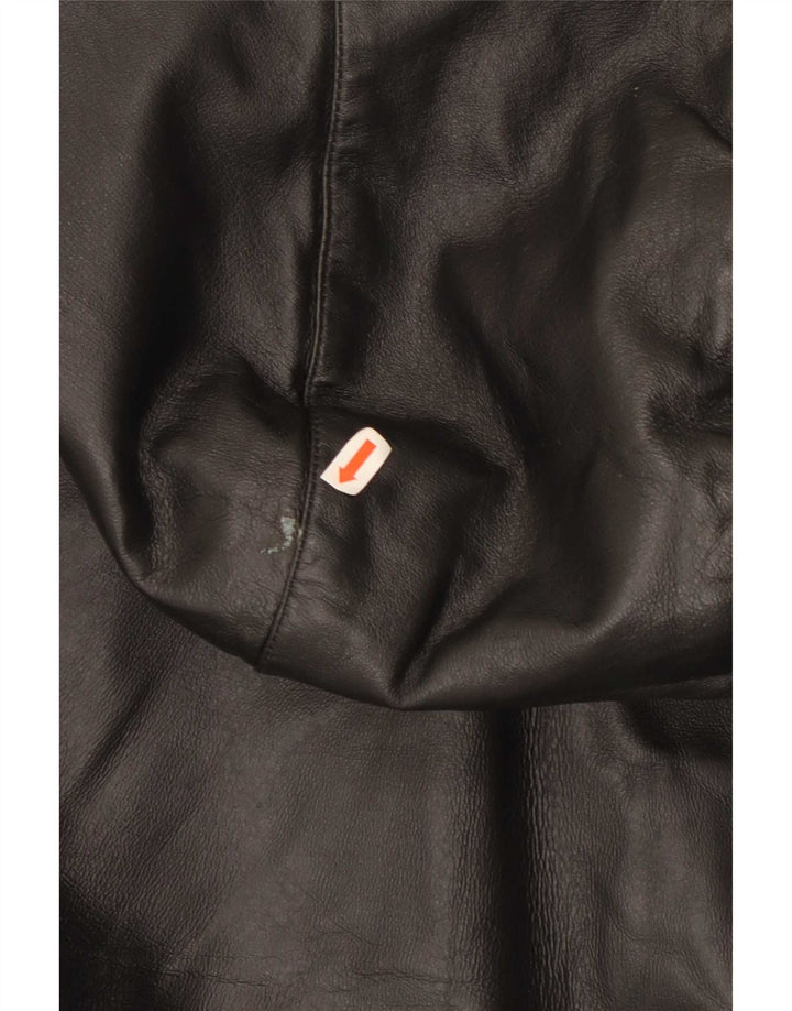 veste en cuir à capuche vintage pour hommes IT 54 2XL Noir