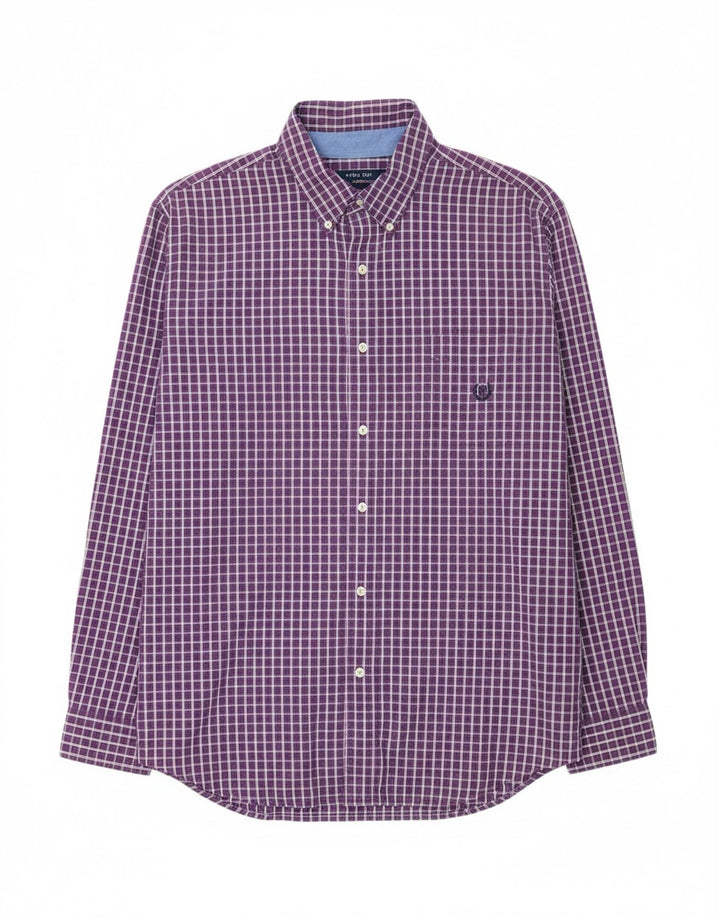 CHAPS Mens Shirt XL Purple Check Cotton