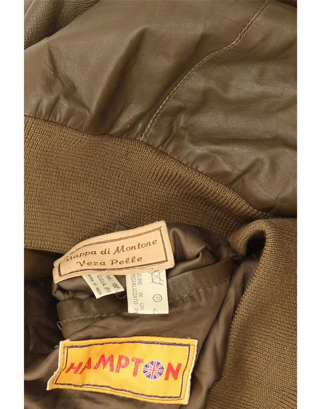 veste en cuir homme vintage UK 38 Cuir kaki moyen