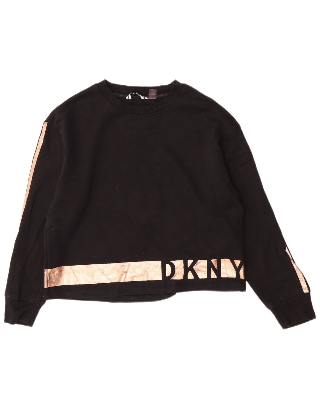 Dkny Sweat-shirt court surdimensionné pour femme UK 10 Petit colorblock noir