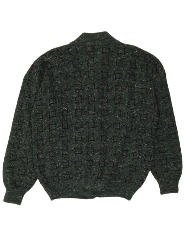 MAGLIFICIO Cardigan Homme Pull Large Vert Géométrique Laine