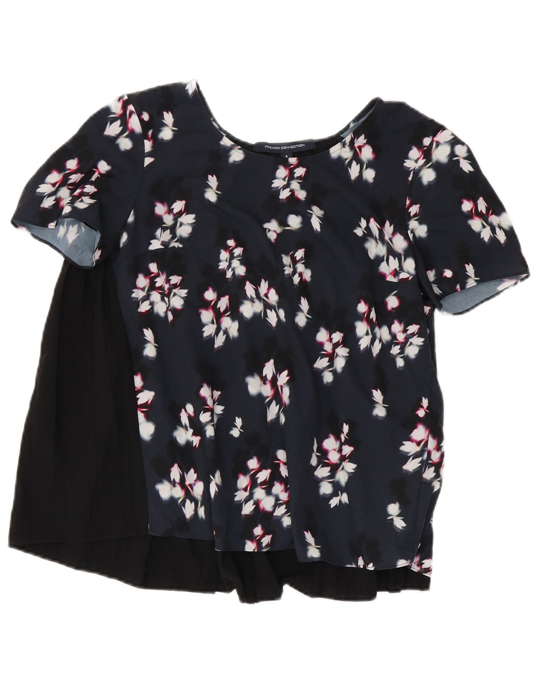 French Connection Haut Chemisier Femme UK 10 Petit Noir Floral Polyester