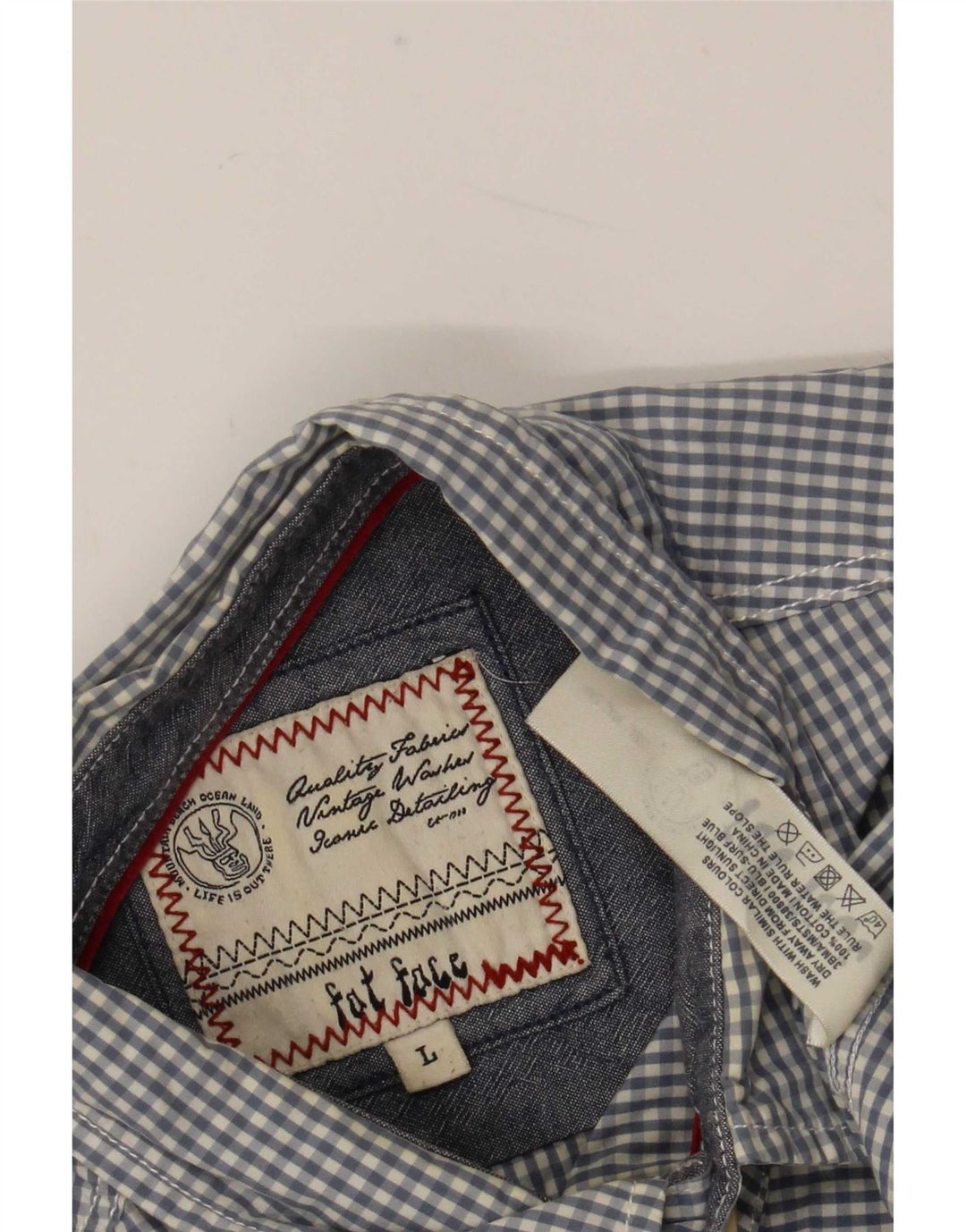 Chemise à manches courtes pour hommes Fat Face en coton vichy bleu grand