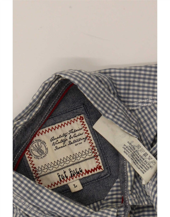 Chemise à manches courtes pour hommes Fat Face en coton vichy bleu grand