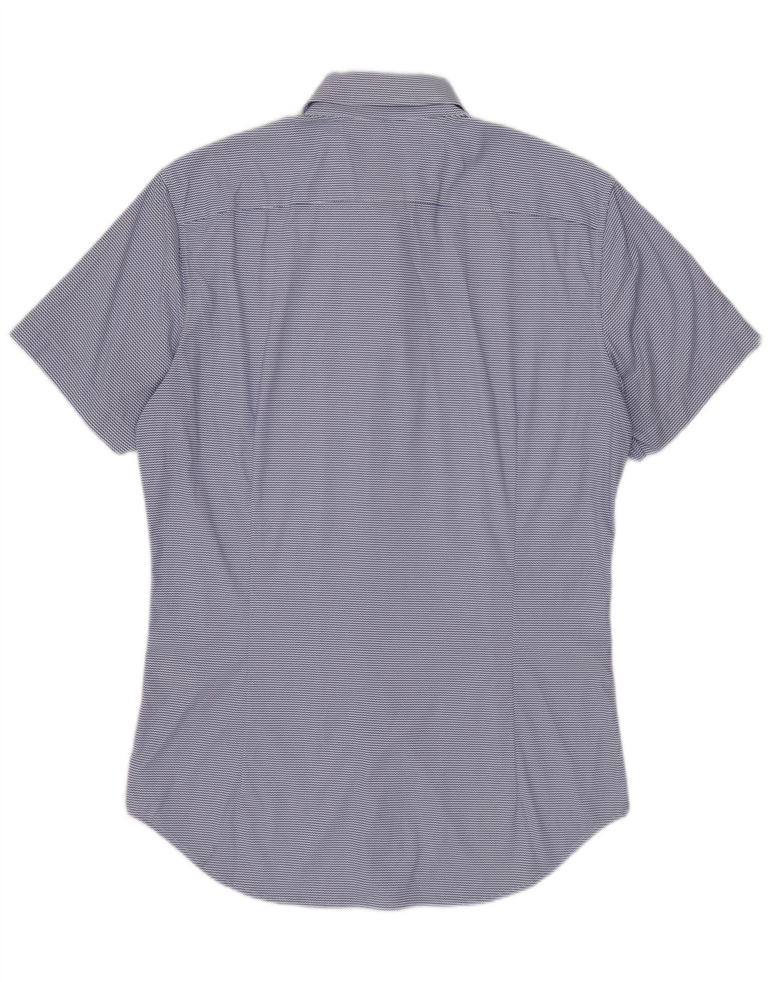 BONOBOS Chemise à manches courtes pour homme Coupe ajustée Petit nylon à fines rayures bleues