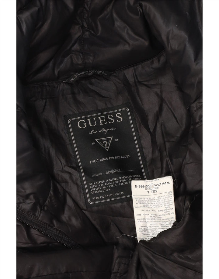 Guess Veste matelassée pour femme UK 16 Large Noir Polyester