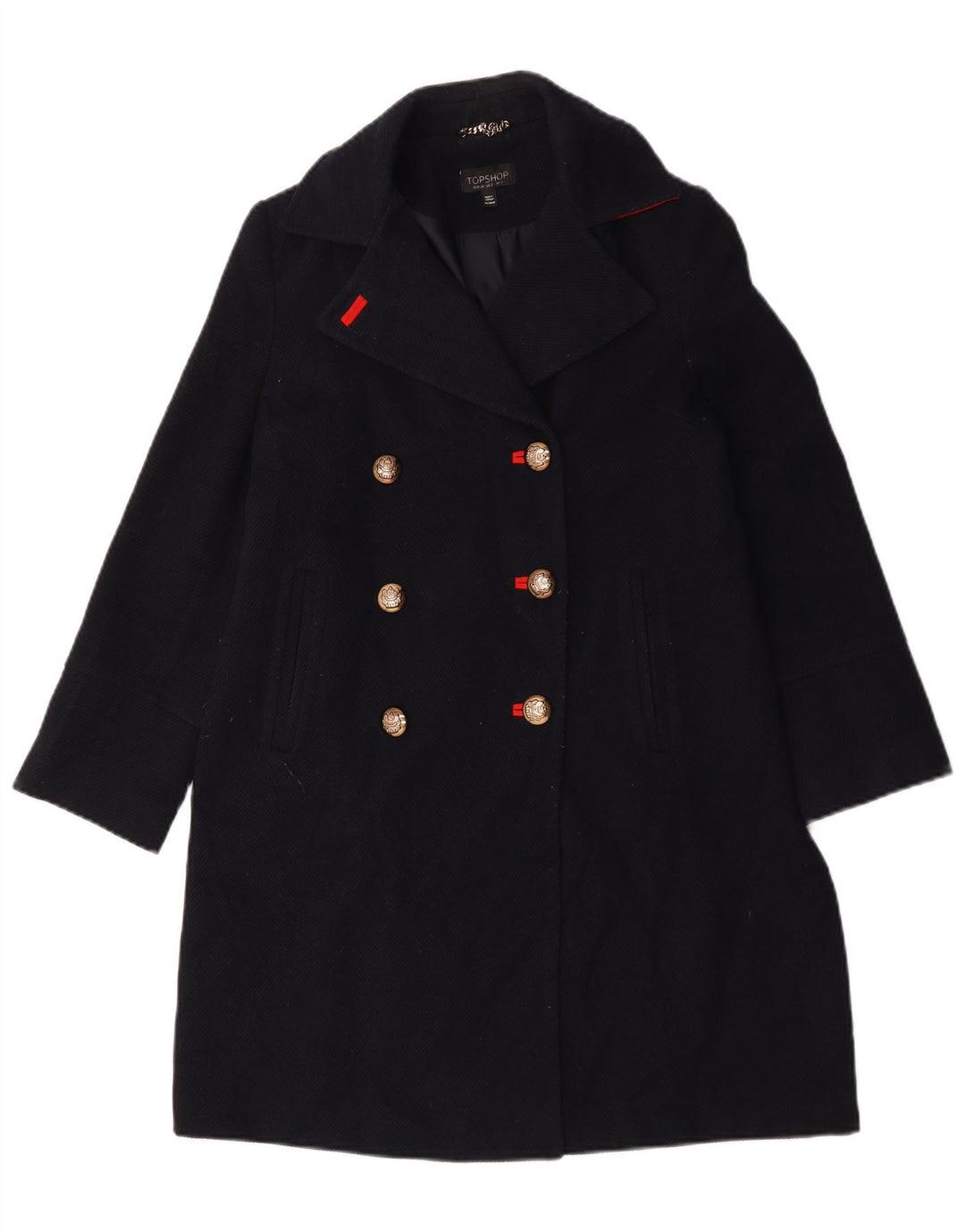 Topshop Manteau croisé surdimensionné pour femme UK 6 XS Bleu marine Polyester
