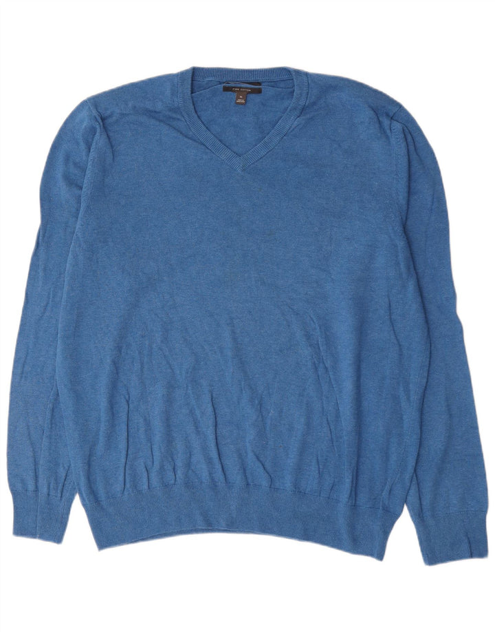 Marks & Spencer Pull col V pour homme XL en coton bleu