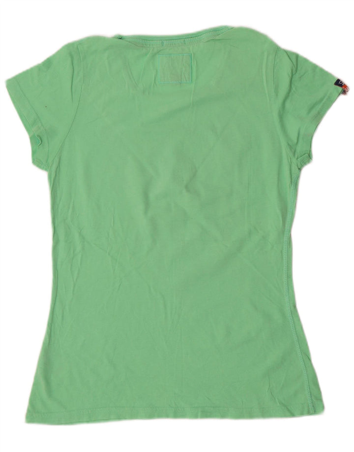 SUPERDRY T-Shirt Graphique Femme UK 14 Large Vert Coton