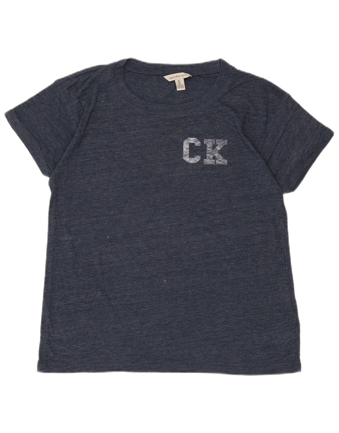 CALVIN KLEIN JEANS T-shirt graphique pour femme UK 6 XS Bleu marine moucheté