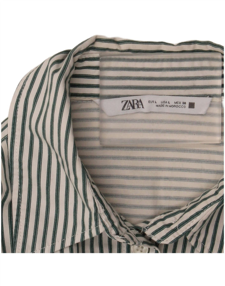 Zara Chemise surdimensionnée pour femme UK 16 Large Blanc Rayé