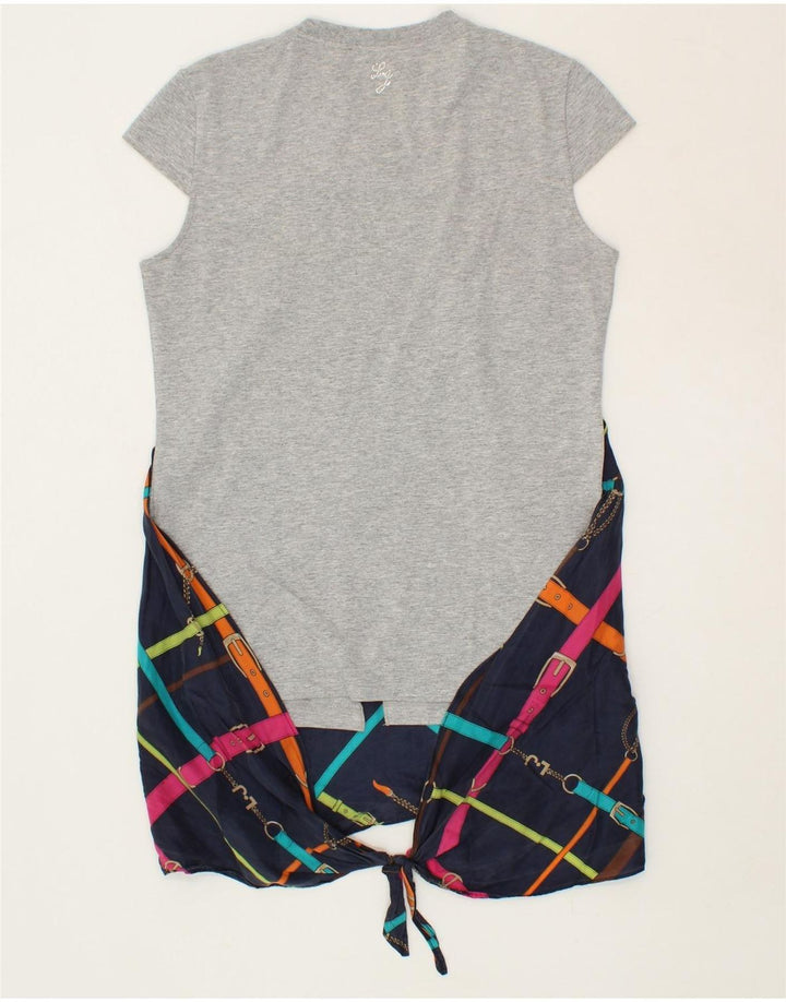 LIU JO Womens Blouse Top UK 10 Small Grey Colourblock Silk Vintage Liu Jo and Second-Hand Liu Jo from Messina Hembry 